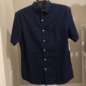 Old Navy Men's Dark Blue Dotted Shirt